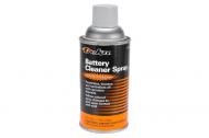 Cleans corrosion deposits from battery terminals. Has and acid indicator. It turns pink on contact with acid and indicates leaks.
