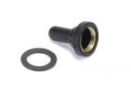 Fits almost any toggle switch.  Made of rubber and has a brass threaded ring that screws onto your existing switch.  Has a lot of stretch so will fit on most any toggle switch.  Water proof your switch.