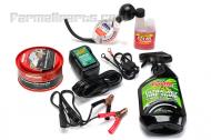 We have assembled this kit to include the items that we commonly use when winterizing a tractor.   We have winterized many tractors over the years and these are the best products that we have found for the job. 

1. Float charger- the float charger will keep your battery charged during the winter. We typically charge the battery and then unplug the float charger for a few weeks, and then plug it back in. 
- After reaching peak 14.4 VDC, charge automatically switches to 13.2 float voltage
- When voltage drops below 12.6 VDC, charging resumes at 14.4 VDC
- Two color LED indicates state of charge
- Reverse polarity protected and spark proof
- 12volt output cord

2. Fuel stabilizer- We use Sta-bil brand fuel stabilizer which prevents gas from turning to turpentine.

3. Tire shine

4. Wax For your paint

5.  Anti freeze tester

