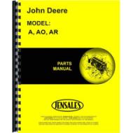 This is an 82 page parts catalog covering the John Deere tractor models "A" and "AR" Thru "AO" (unstyled)
(Model A Serial No. 410000-476999)
(Models AR-AO Serial No. 250000-271999)